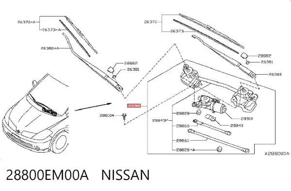Mechanizm wycieraczek Nissan Tiida C11X