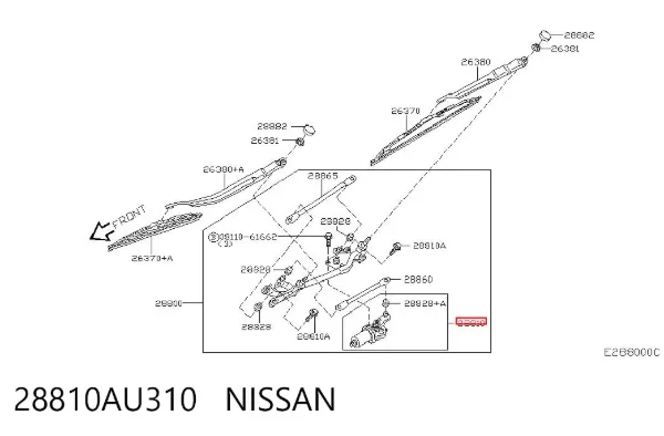 Silniczek wycieraczki szyby przedniej Nissan Primera P12