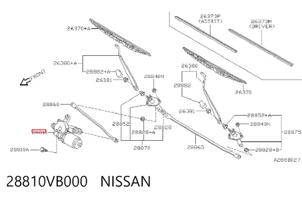 Silniczek wycieraczki szyby przedniej Nissan Patrol Y61