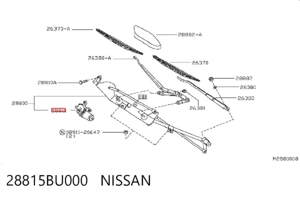 Silniczek wycieraczki szyby przedniej 28815BU000 Nissan/Infiniti