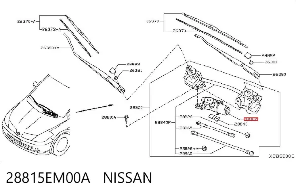 Silniczek wycieraczki szyby przedniej Nissan Tiida C11X