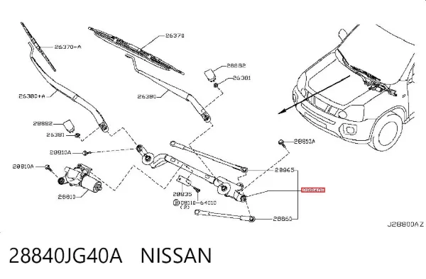 Mechanizm wycieraczek 28840JG40A Nissan/Infiniti