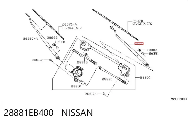 Ramię wycieraczki szyby przedniej Nissan Navara NP300 III