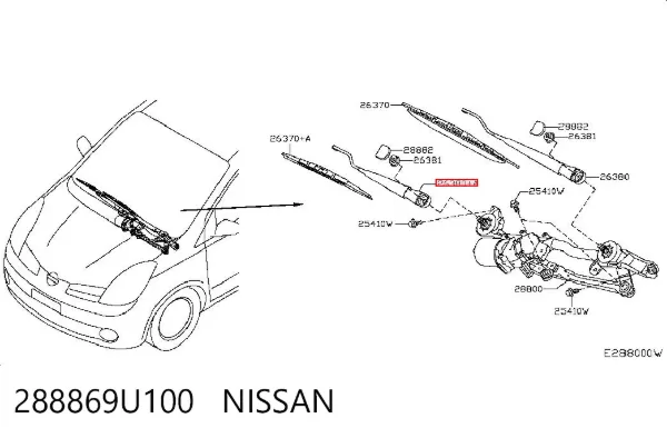Ramię wycieraczki szyby przedniej Nissan Note E11