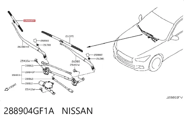 Pióro wycieraczki szyby tylnej 288904GF1A Nissan/Infiniti