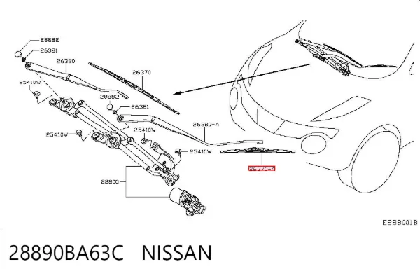 Pióro wycieraczki szyby tylnej 28890BA63C Nissan/Infiniti