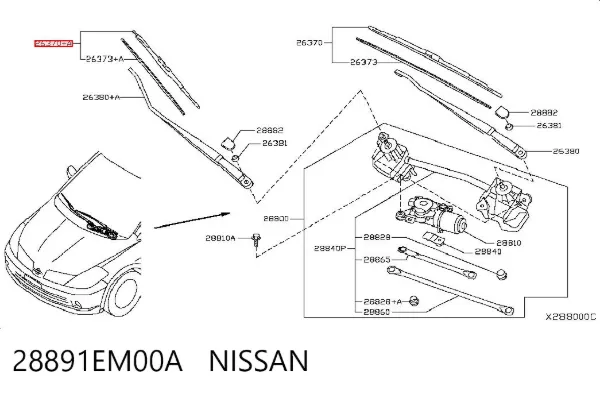 Pióro wycieraczki szyby przedniej kierowcy 28891EM00A Nissan/Infiniti