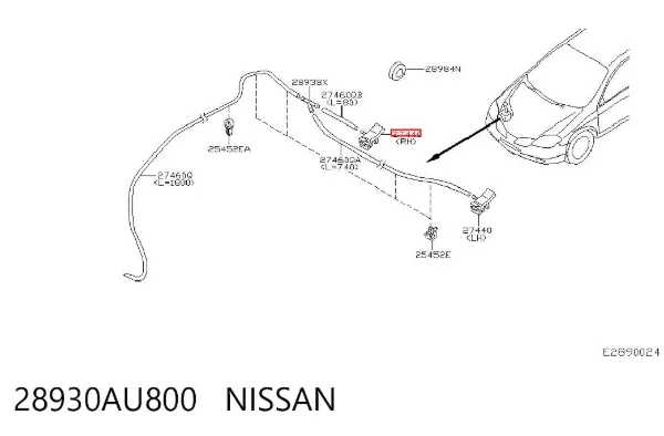 Dysza spryskiwacza szyby przedniej Nissan Primera P12