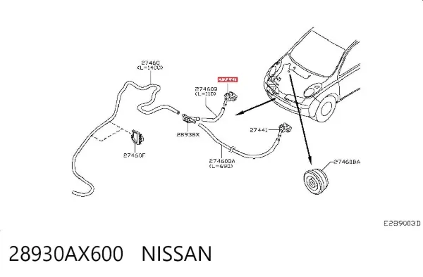 Dysza spryskiwacza szyby przedniej prawa 28930AX600 Nissan/Infiniti