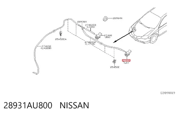Dysza spryskiwacza szyby przedniej 28931AU800 Nissan/Infiniti