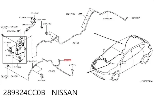 Dysza spryskiwacza szyby przedniej Nissan Rogue T32U