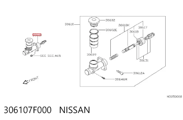 Cylinder sprzęgła główny 306107F000 Nissan/Infiniti