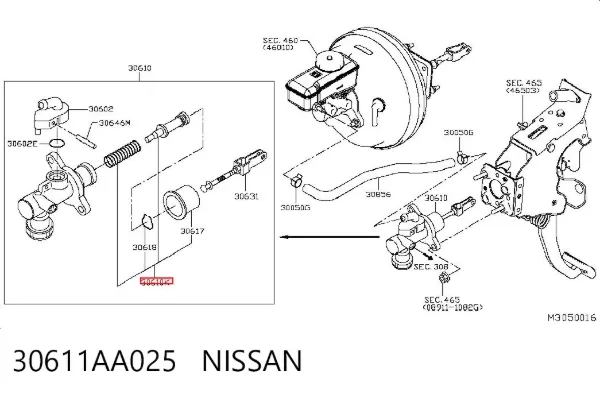 Zestaw naprawczy cylindra głównego sprzęgła 30611AA025 Nissan/Infiniti