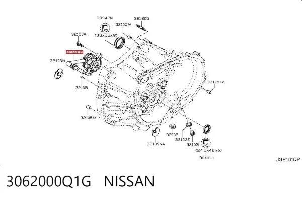 Cylinder roboczy sprzęgła (wysprzęglik) w komplecie z łożyskiem wyciskowym 3062000Q1G Nissan/Infiniti