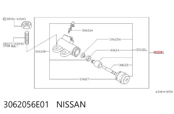 Cylinder roboczy sprzęgła 3062056E01 Nissan/Infiniti