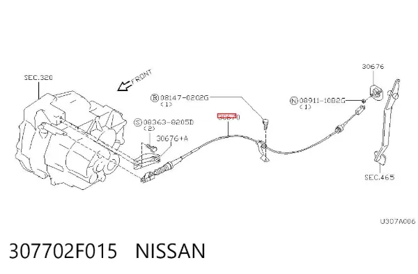 Linka sprzęgła 307702F015 Nissan/Infiniti