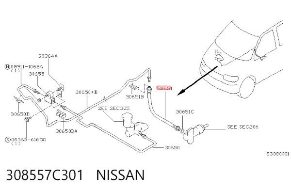 Przewód sprzęgła 308557C301 Nissan/Infiniti