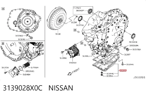 Miska automatycznej skrzyni biegów 3139028X0C Nissan/Infiniti