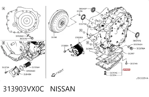 Miska automatycznej skrzyni biegów 313903VX0C Nissan/Infiniti