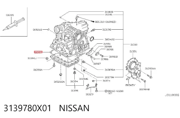 Uszczelka miski automatycznej/mechanicznej skrzyni biegów 3139780X01 Nissan/Infiniti