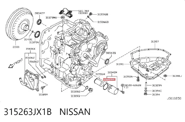 Pierścień uszczelniający filtr automatycznej skrzyni biegów 315263JX1B Nissan/Infiniti