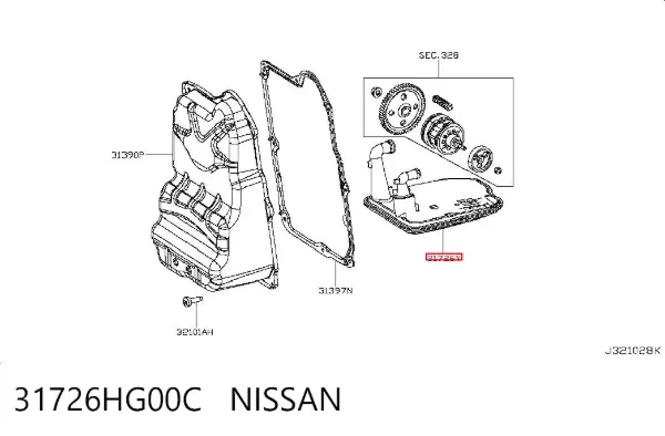 Filtr automatycznej skrzyni biegów 31726HG00C Nissan/Infiniti