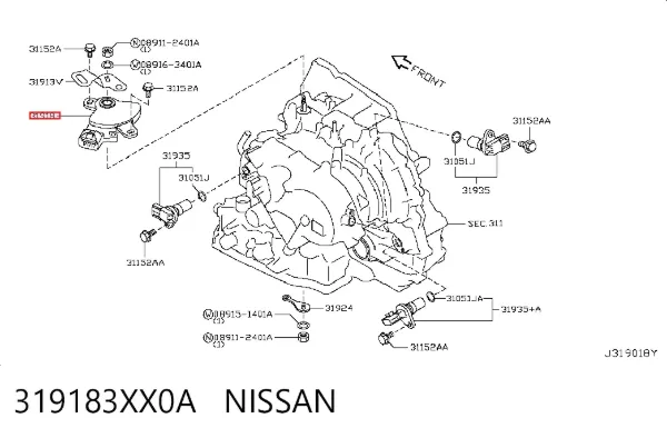 Czujnik położenia wybieraka automatycznej skrzyni biegów 319183XX0A Nissan/Infiniti