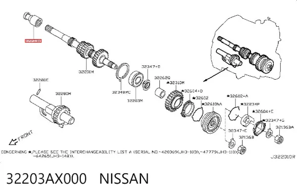 Łożysko wyciskowe (oporowe) wału sprzęgłowego 32203AX000 Nissan/Infiniti