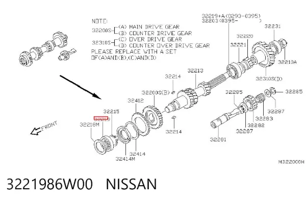Łożysko skrzyni biegów 3221986W00 Nissan/Infiniti