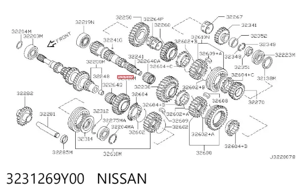 Koło zębate 5. biegu napędzające 3231269Y00 Nissan/Infiniti