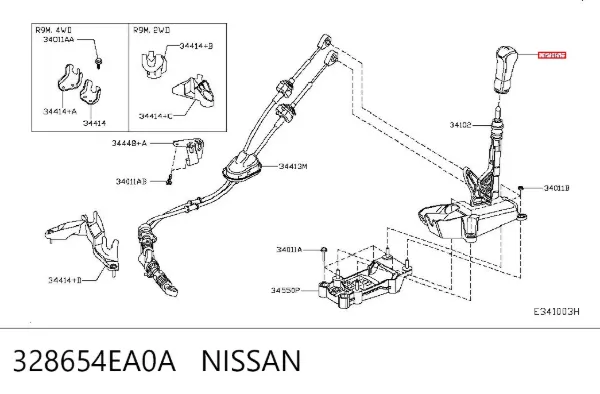 Rękojeść dźwigni biegów 328654EA0A Nissan/Infiniti