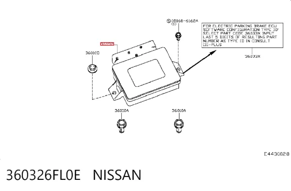 Sterownik elektromechanicznego hamulca postojowego (ręcznego) 360326FL0E Nissan/Infiniti