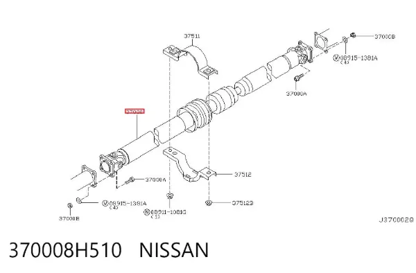 Wał Cardana tylny, kompletny 370008H510 Nissan/Infiniti