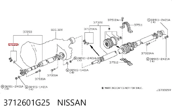 Krzyżak wału Carnada przedniego 3712601G25 Nissan/Infiniti