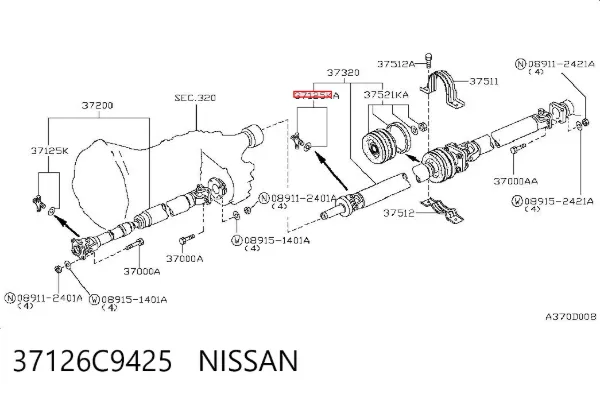 Krzyżak wału Cardana tylnego 37126C9425 Nissan/Infiniti