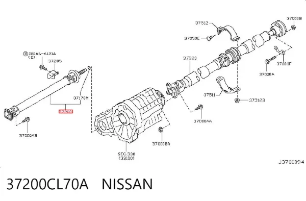 Wał Cardana, do mostu przedniego 37200CL70A Nissan/Infiniti
