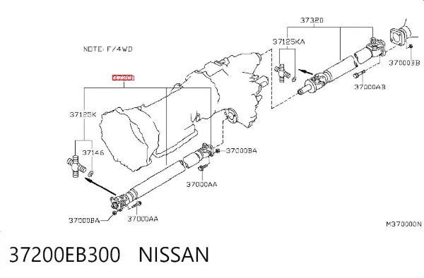 Wał Cardana, do mostu przedniego 37200EB300 Nissan/Infiniti
