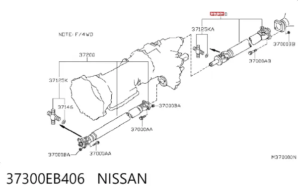 Wał Cardana tylny, kompletny 37300EB406 Nissan/Infiniti