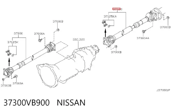 Wał Cardana tylny, kompletny 37300VB900 Nissan/Infiniti