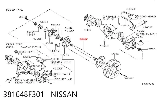 Półoś tylna Nissan Terrano II