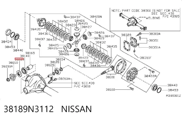 Uszczelniacz końcówki reduktora mostu tylnego 38189N3112 Nissan/Infiniti