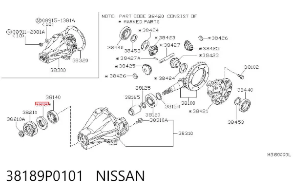 Uszczelniacz końcówki reduktora mostu tylnego 38189P0101 Nissan/Infiniti
