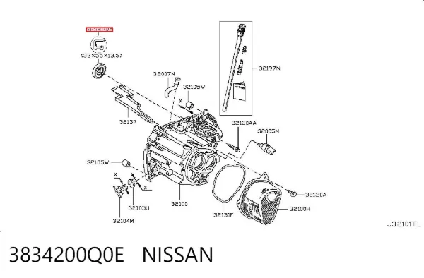 Uszczelniacz reduktora mostu przedniego 3834200Q0E Nissan/Infiniti
