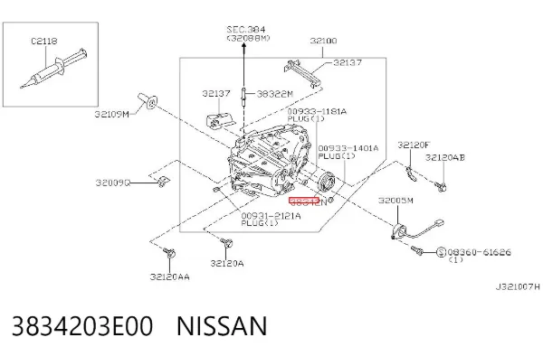 Uszczelniacz półosi lewej mostu przedniego 3834203E00 Nissan/Infiniti