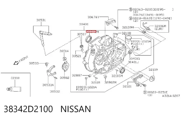 Uszczelniacz półosi prawej mostu przedniego 38342D2100 Nissan/Infiniti