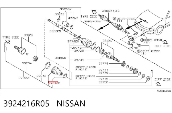 Opaski osłony przeguba, uniwersalna 3924216R05 Nissan/Infiniti