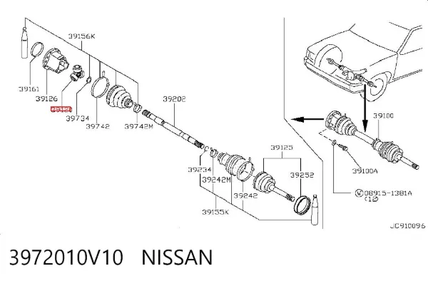 Przegub homokinetyczny wewnętrzny trójramienny 3972010V10 Nissan/Infiniti
