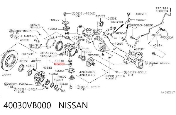 Łożysko czopu przedniego 40030VB000 Nissan/Infiniti