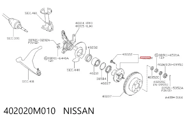 Piasta przednia 402020M010 Nissan/Infiniti