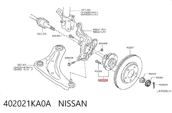 Piasta przednia 402021KA0A Nissan/Infiniti